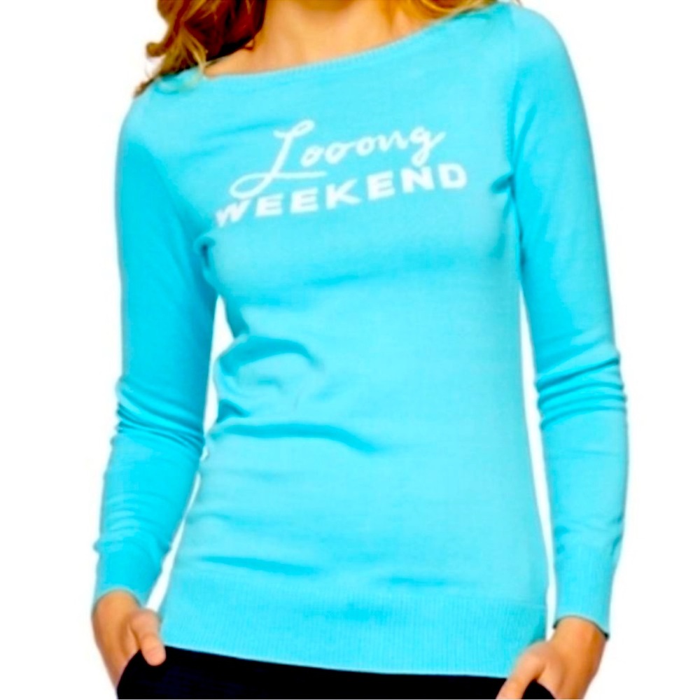 Lilly Pulitzer Marielle Sweater Shorely Blue Looong Weekend Intarsia